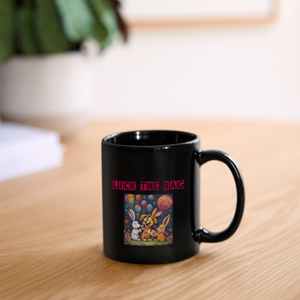 “Lick The Bag” Bunny Full Color Mug - black