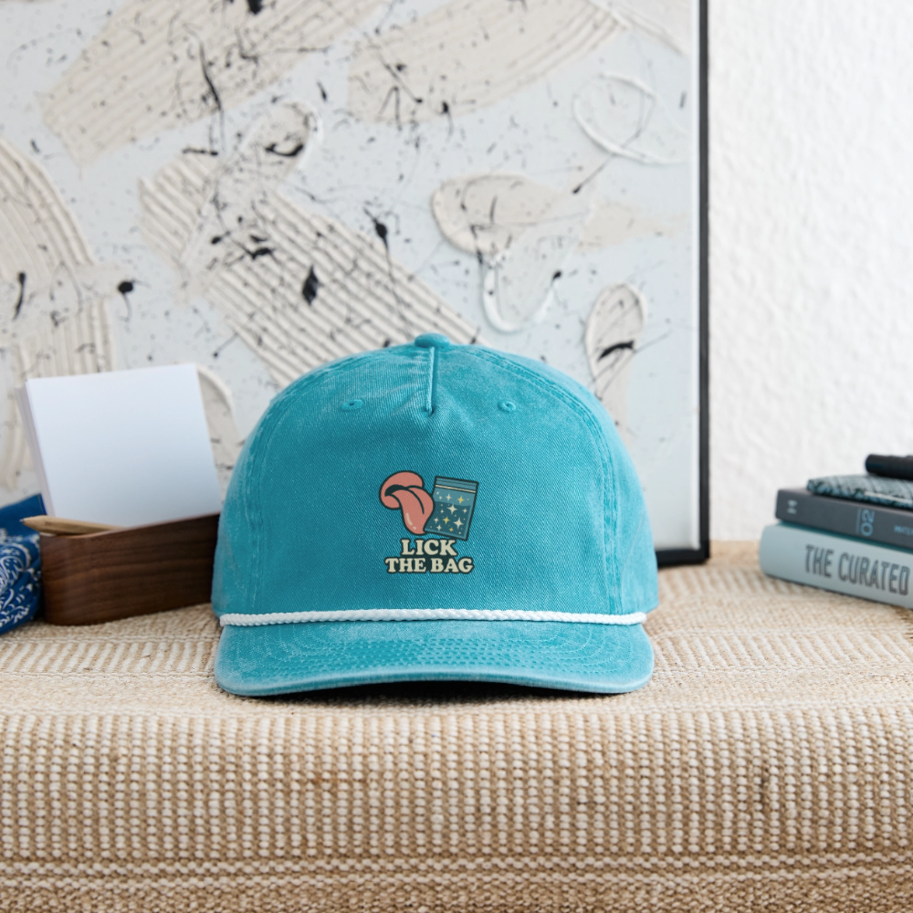 Vintage Wash “Lick The Bag” Image Logo Cap - faded turquoise