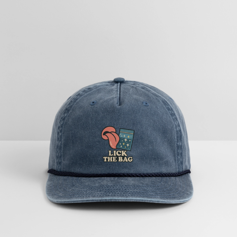 Vintage Wash “Lick The Bag” Image Logo Cap - washed navy