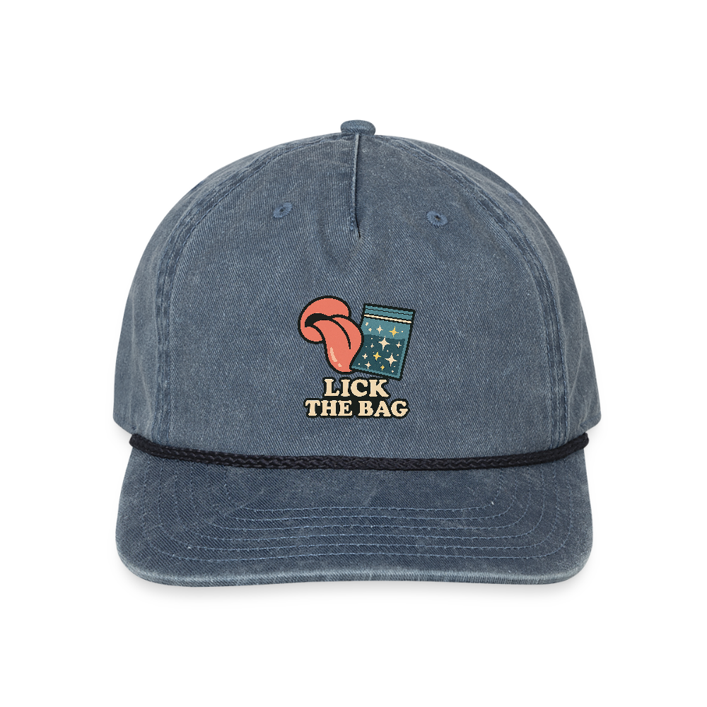 Vintage Wash “Lick The Bag” Image Logo Cap - washed navy