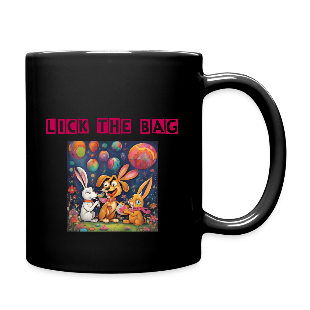“Lick The Bag” Bunny Full Color Mug - black