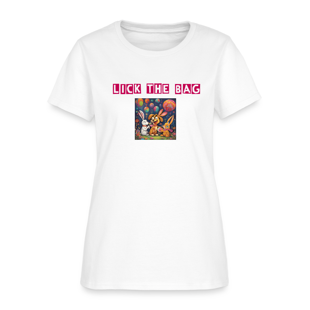 Women’s “Lick The Bag” Bunny Logo Tee - white