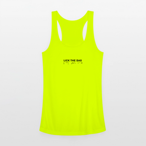 Women’s “Lick The Bag” Performance Racerback Tank - Brail - neon yellow