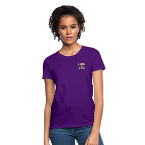 Women’s “Lick The Bag” Text Logo Tee - purple