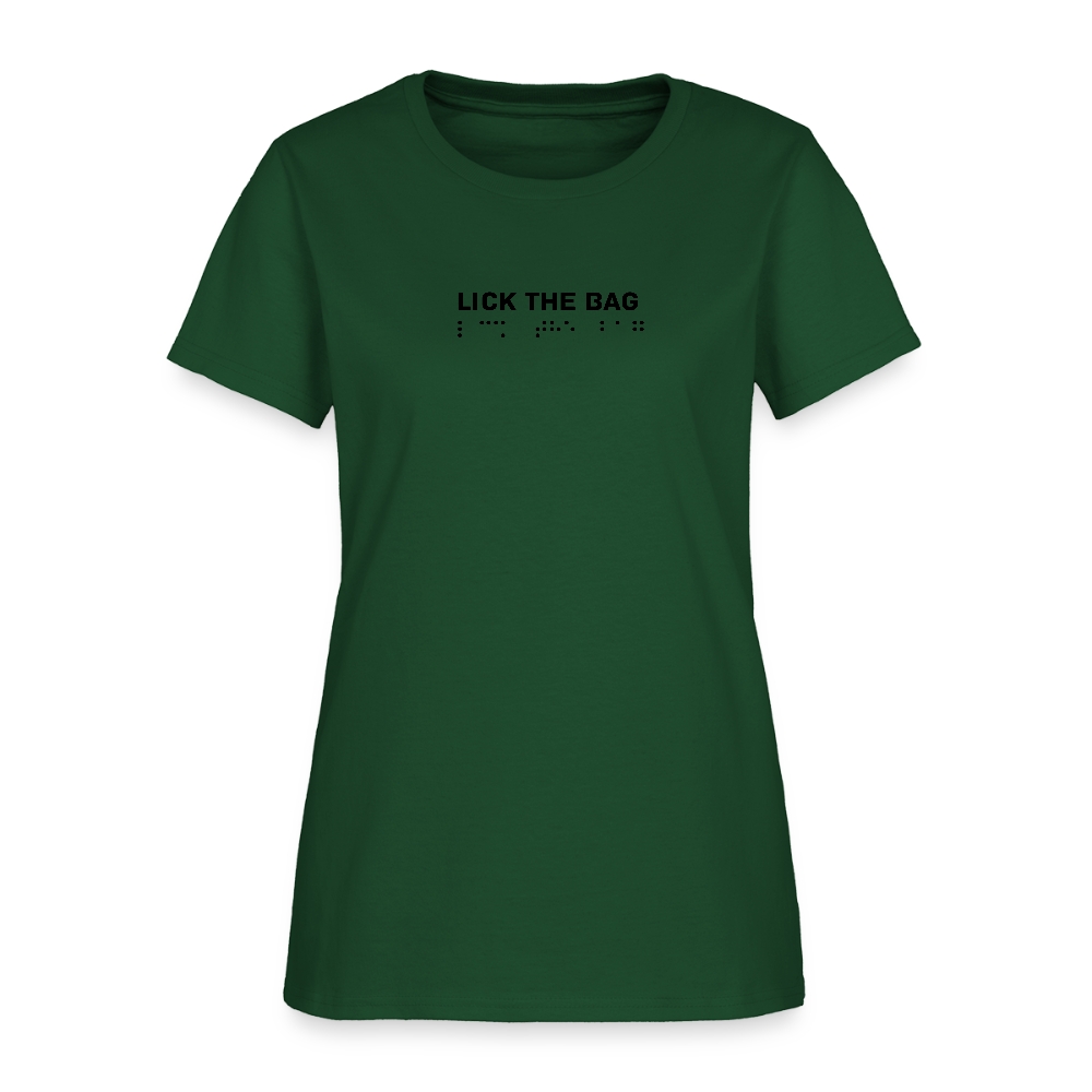Women’s “Lick The Bag” Brail Logo Tee - forest green