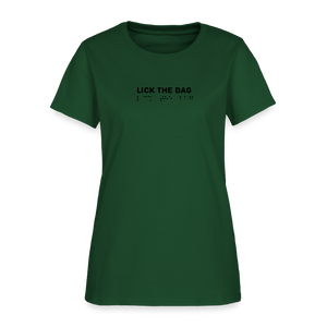 Women’s “Lick The Bag” Brail Logo Tee - forest green