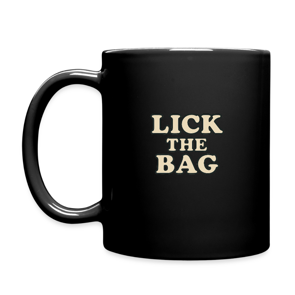“Lick The Bag” Text Only Full Color Mug - black