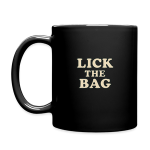 “Lick The Bag” Text Only Full Color Mug - black