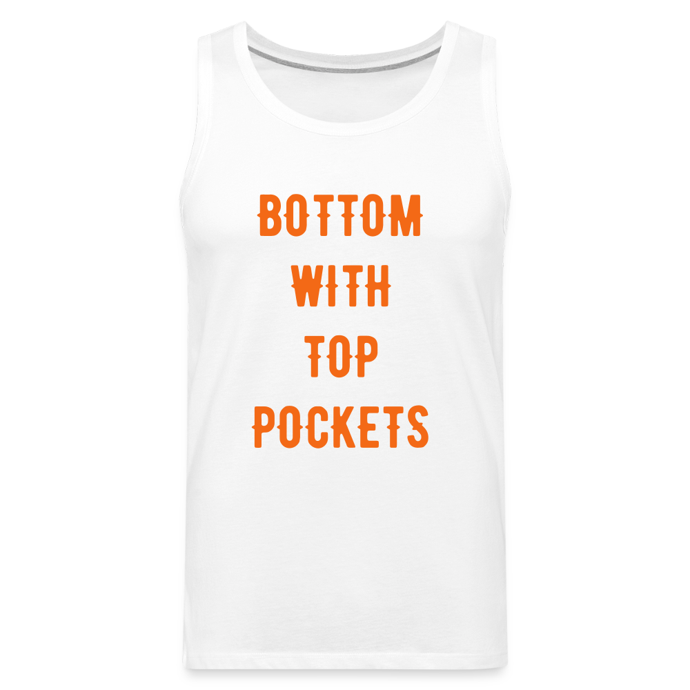 Bottom w/ Top Pockets - Men's Premium Tank Top - white