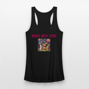 Women’s “Lick The Bag” Performance Racerback Tank - Bunny - black
