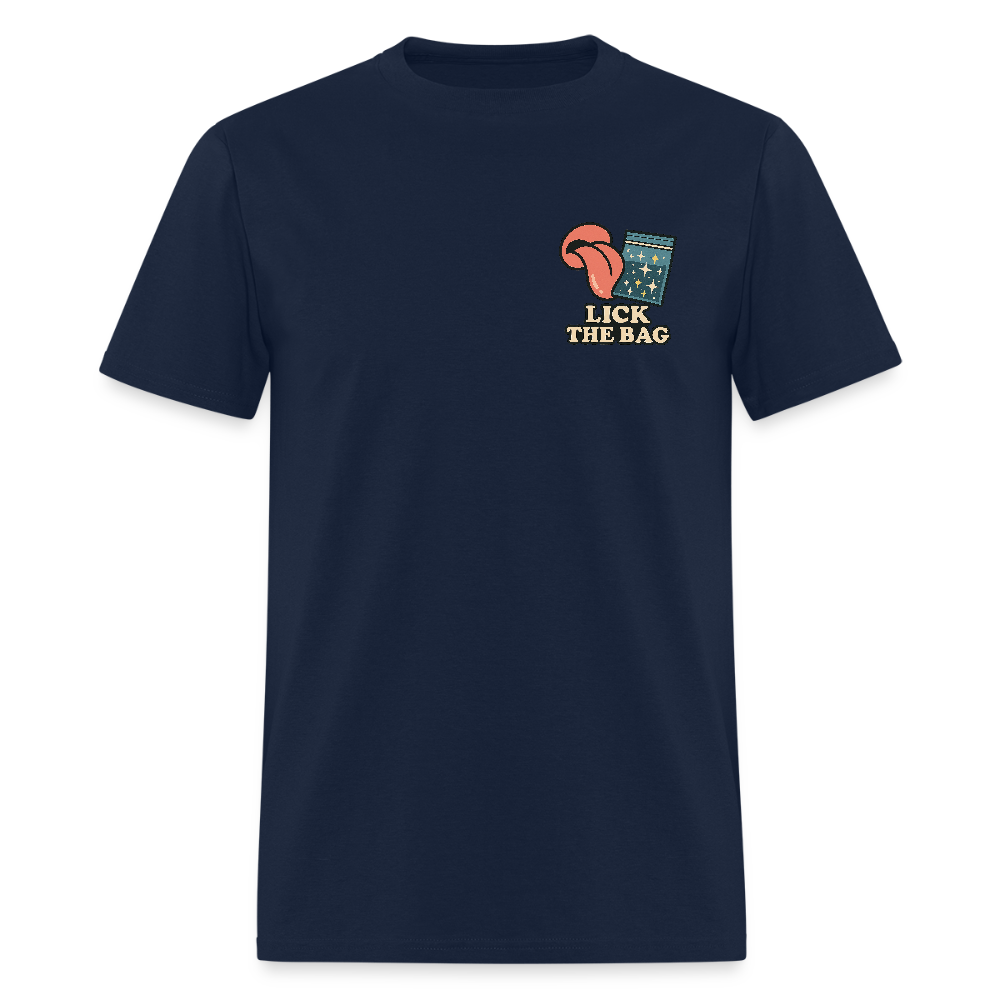 Unisex Lick The Bag T-Shirt (w/ Image) - navy