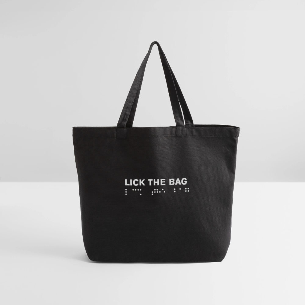 “Lick The Bag” Eco-Friendly Cotton Tote - Brail - black