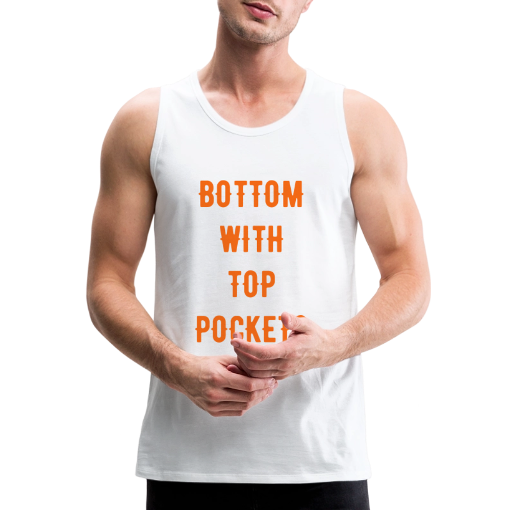 Bottom w/ Top Pockets - Men's Premium Tank Top - white