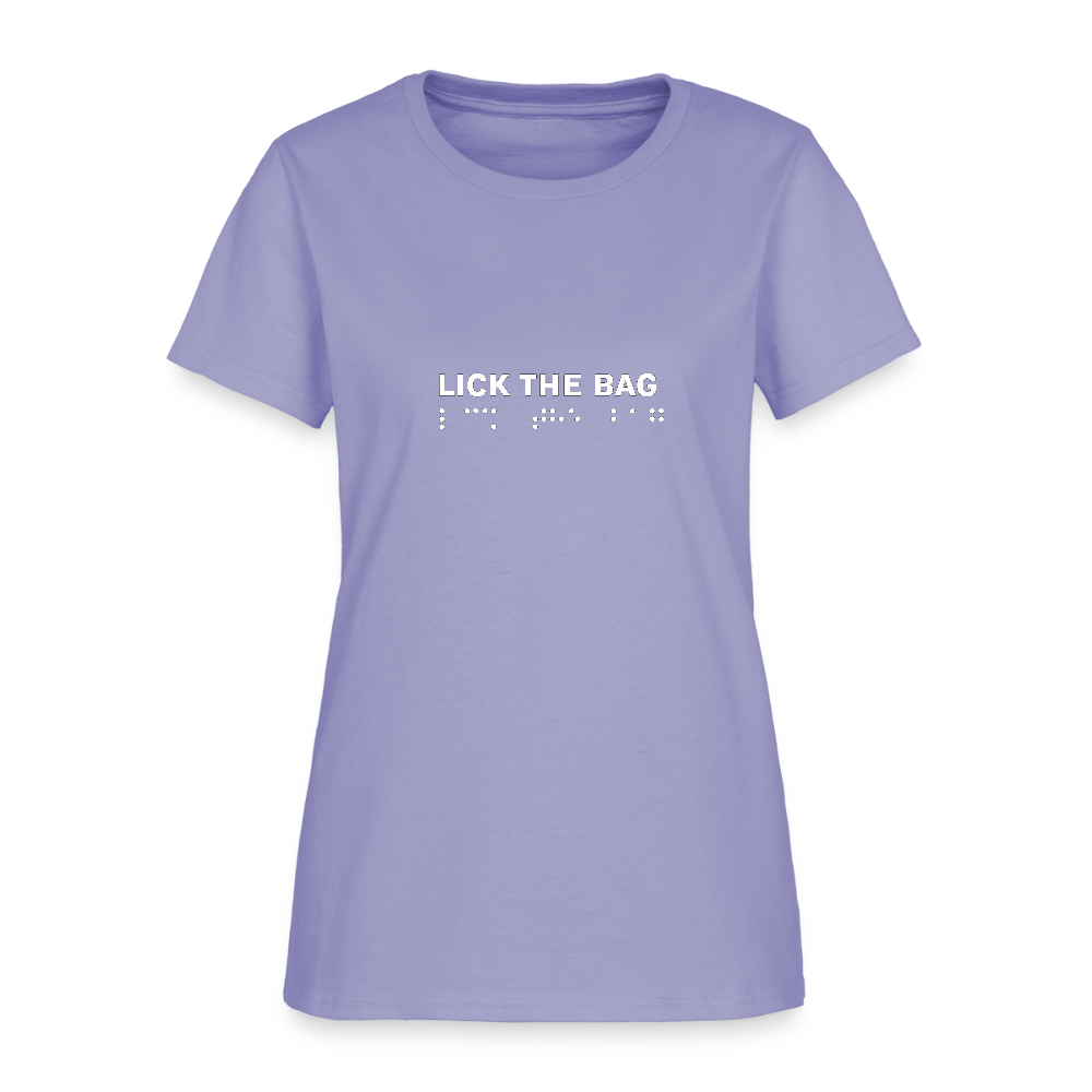 Women’s “Lick The Bag” Brail Logo Tee - lavender