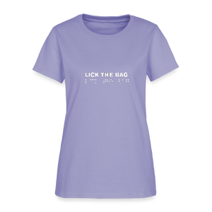 Women’s “Lick The Bag” Brail Logo Tee - lavender