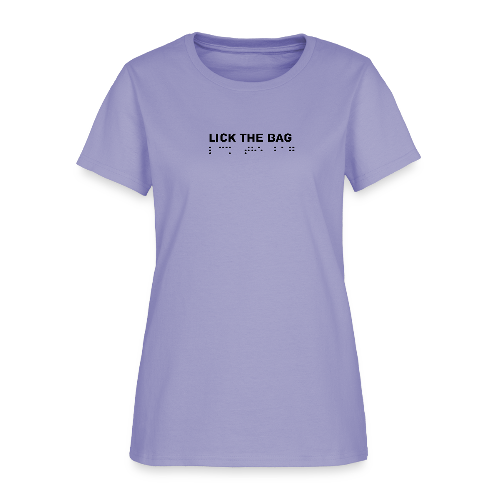 Women’s “Lick The Bag” Brail Logo Tee - lavender
