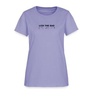 Women’s “Lick The Bag” Brail Logo Tee - lavender