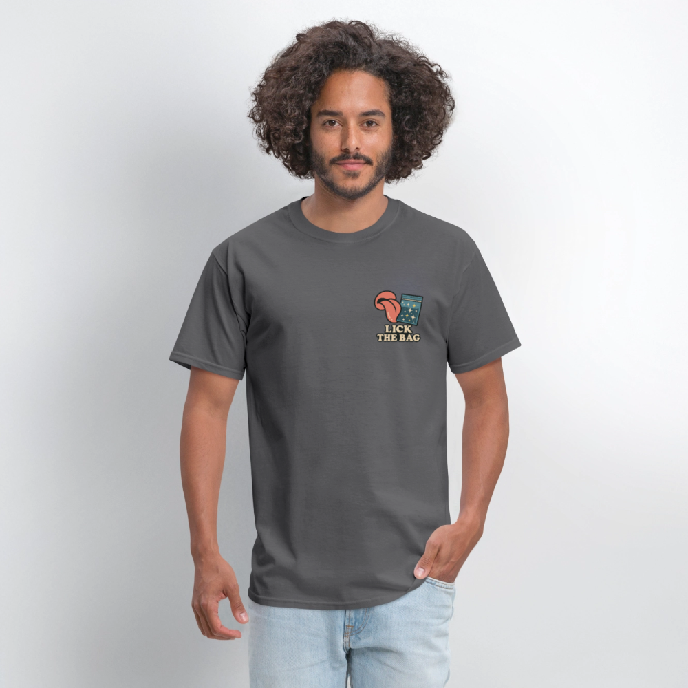 Unisex Lick The Bag T-Shirt (w/ Image) - charcoal