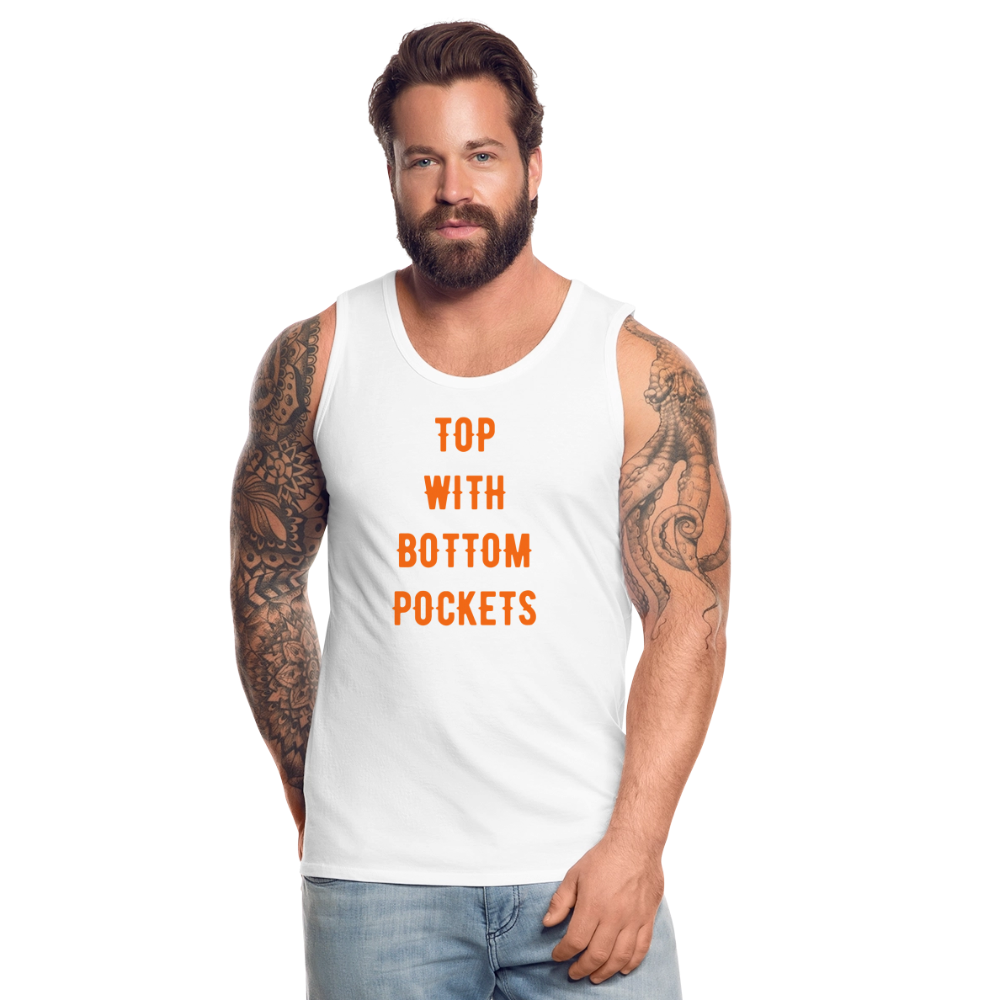 Top w/ Bottom Pockets - Men's Premium Tank Top - white