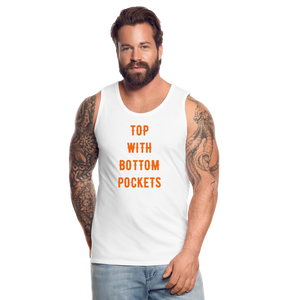 Top w/ Bottom Pockets - Men's Premium Tank Top - white