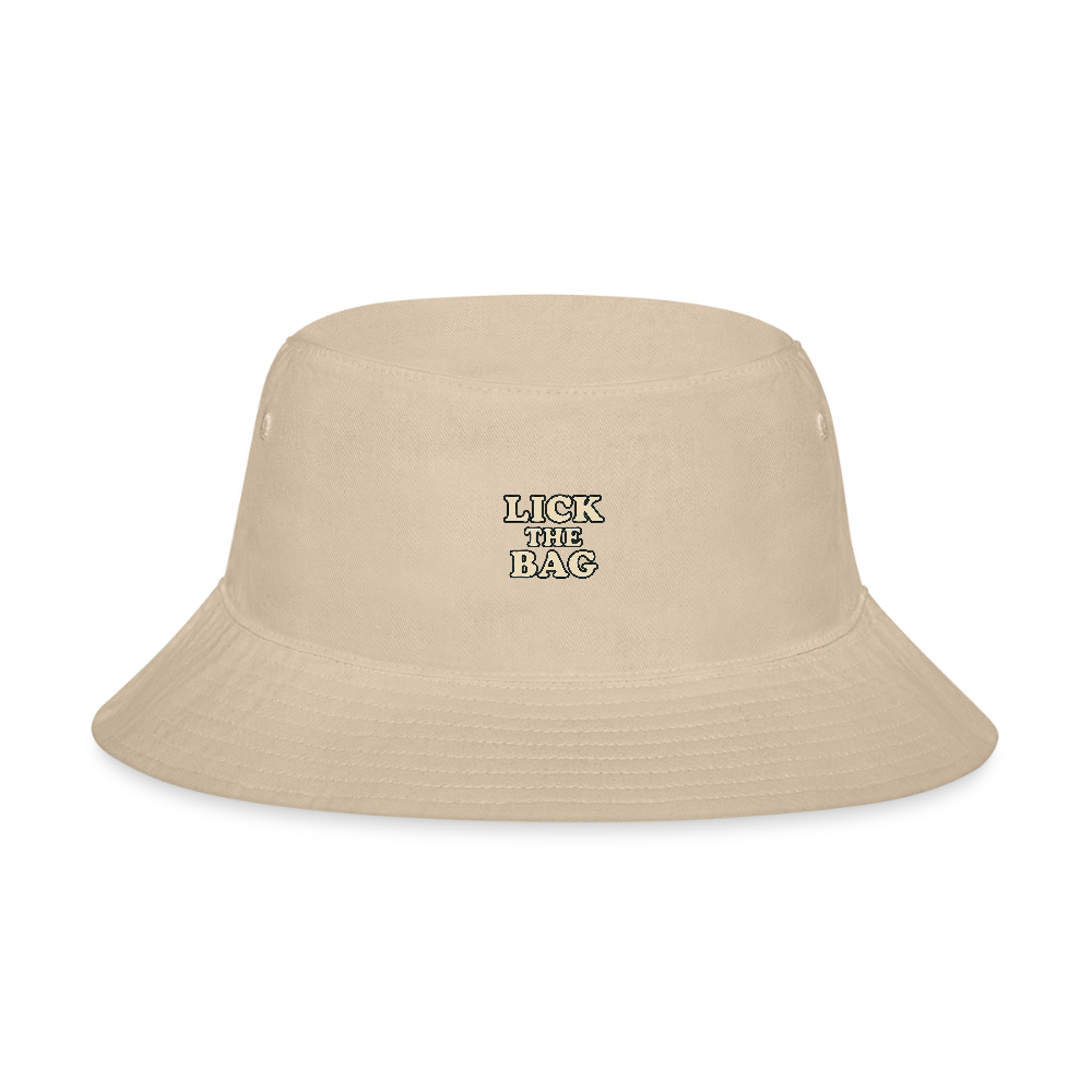 “Lick The Bag” Bucket Hat w/ Text Logo - cream