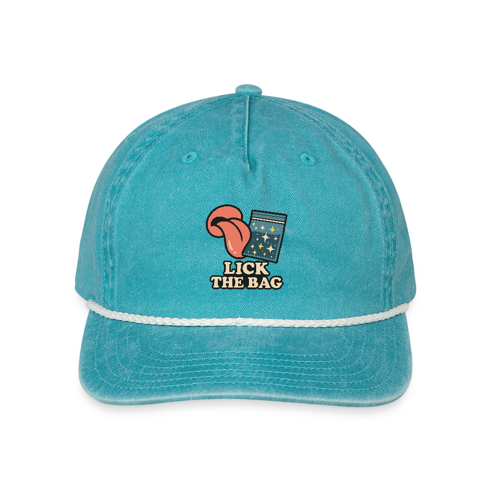 Vintage Wash “Lick The Bag” Image Logo Cap - faded turquoise