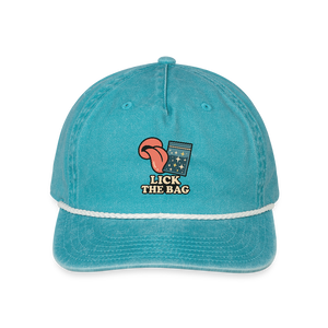 Vintage Wash “Lick The Bag” Image Logo Cap - faded turquoise