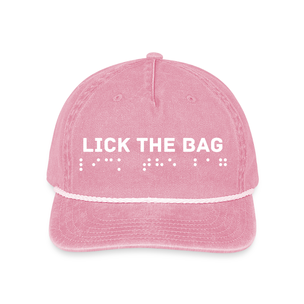 Vintage Wash “Lick The Bag” Brail Logo Cap - washed pink