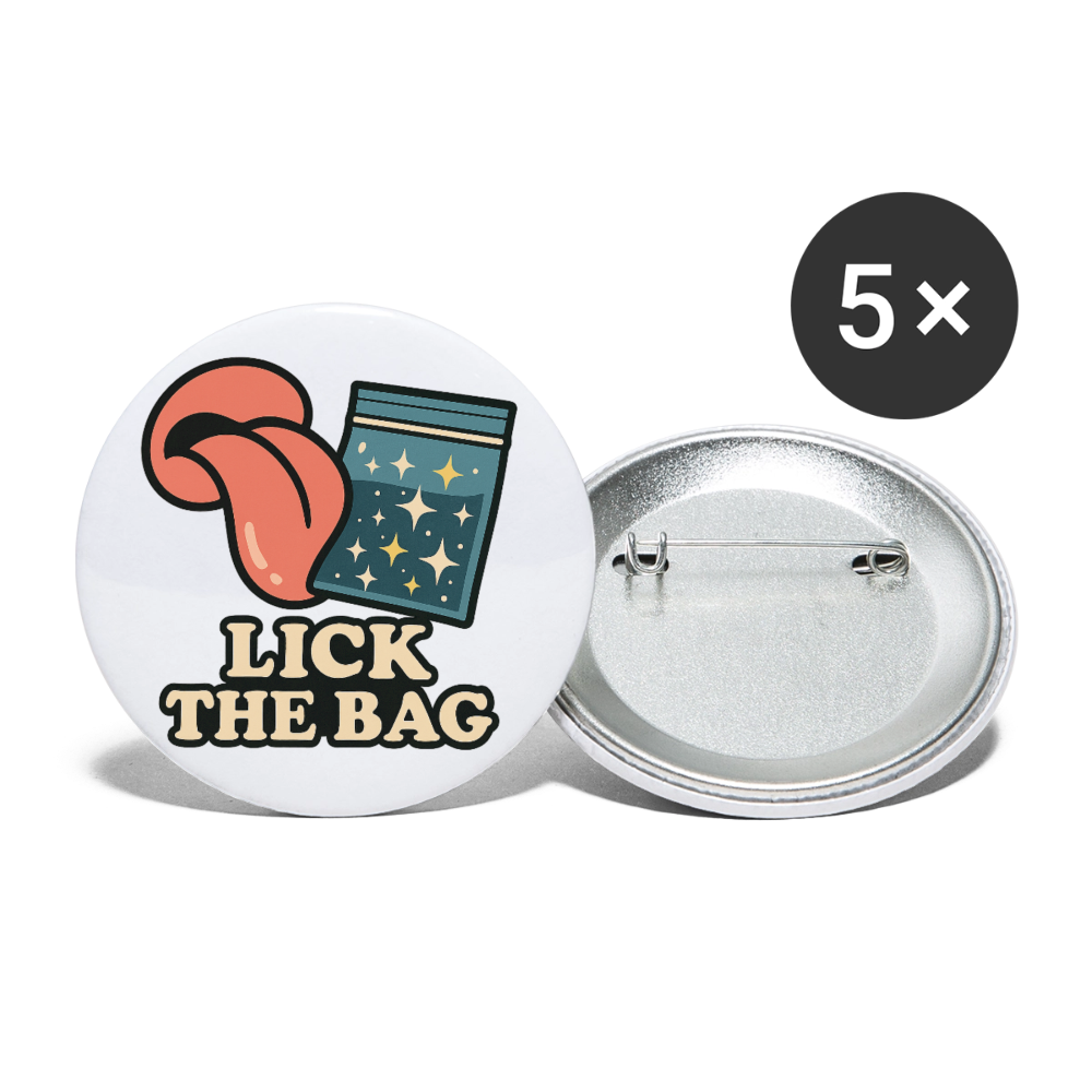 Lick The Bag Buttons large 2.2'' (5-pack - w/ Image) - white