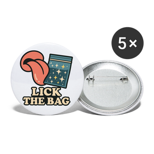 Lick The Bag Buttons large 2.2'' (5-pack - w/ Image) - white