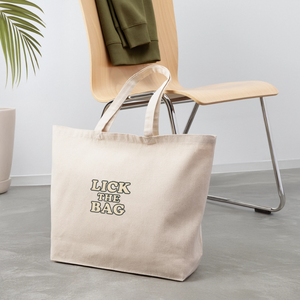 “Lick The Bag” Eco-Friendly Cotton Tote - Text Only - natural
