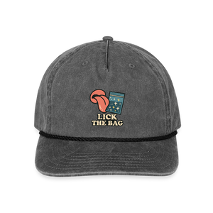 Vintage Wash “Lick The Bag” Image Logo Cap - washed black