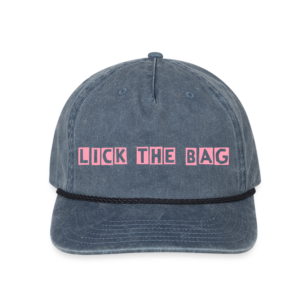 Vintage Wash “Lick The Bag” Bunny Logo Cap - washed navy