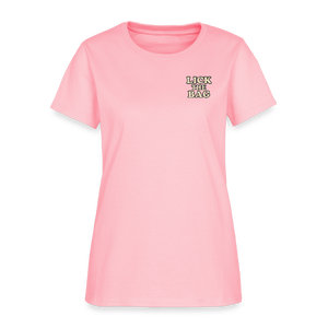 Women’s “Lick The Bag” Text Logo Tee - pink