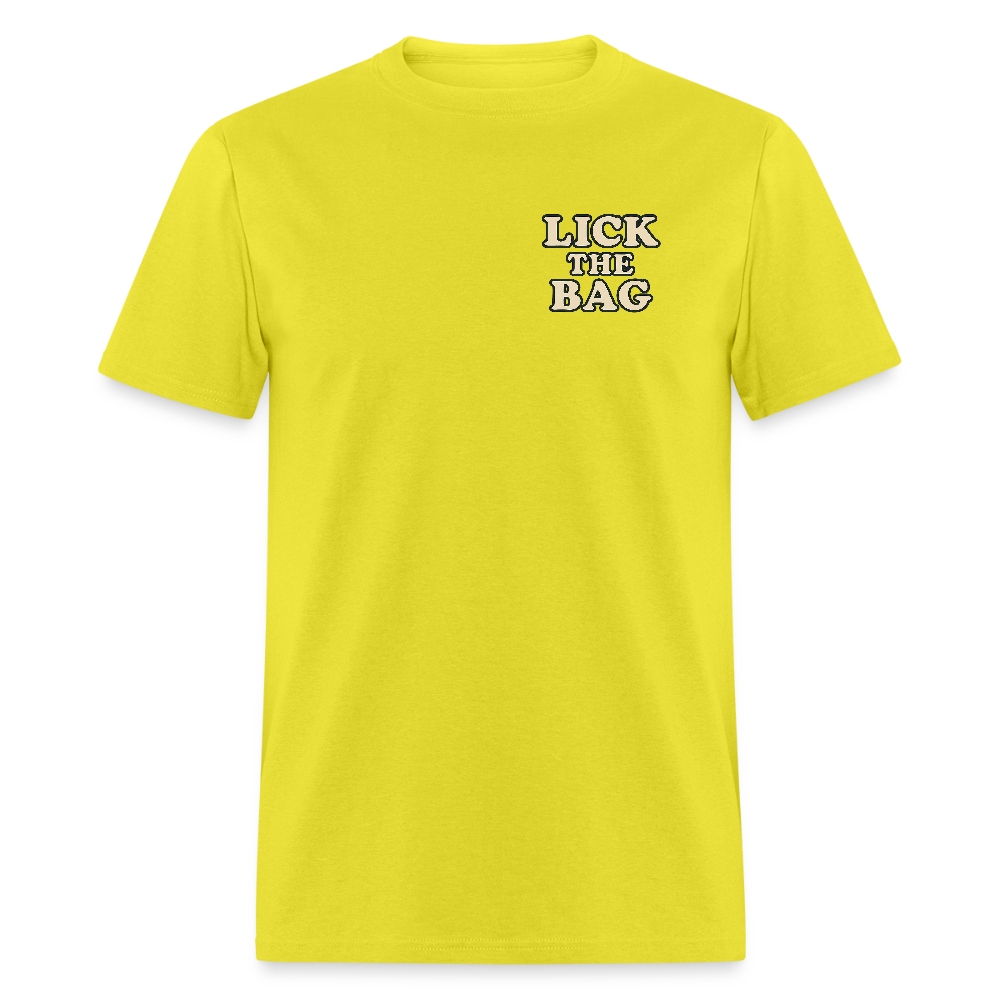 Unisex Lick The Bag T-Shirt (text only) - yellow