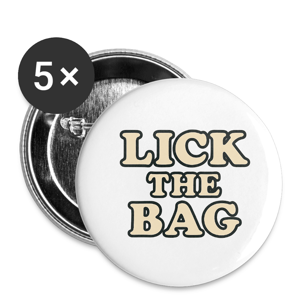 Lick The Bag Buttons large 2.2'' (5-pack - text only) - white