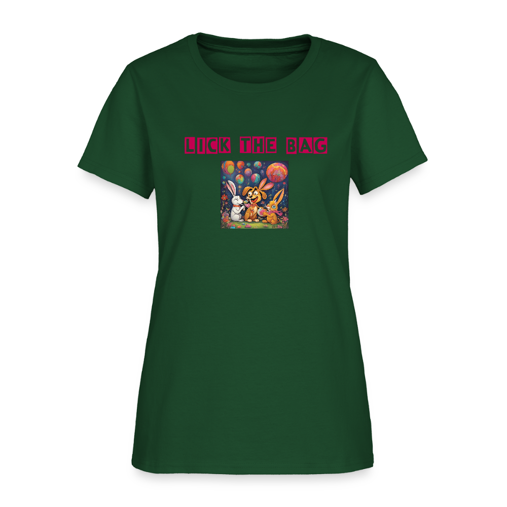 Women’s “Lick The Bag” Bunny Logo Tee - forest green