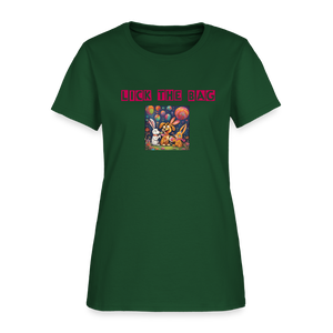 Women’s “Lick The Bag” Bunny Logo Tee - forest green