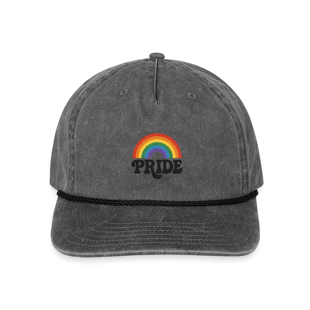70’s Pride Logo Vintage Washed Rope Cap - washed black