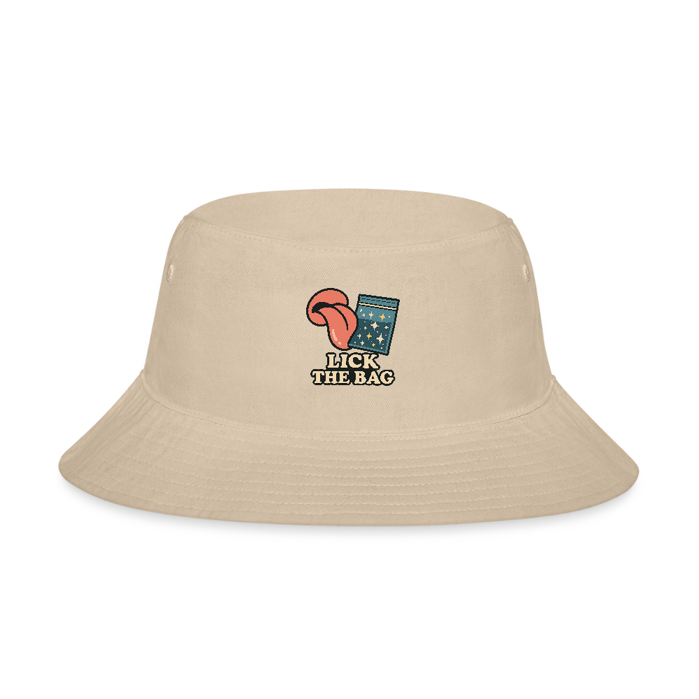 “Lick The Bag” Bucket Hat w/ Image - cream