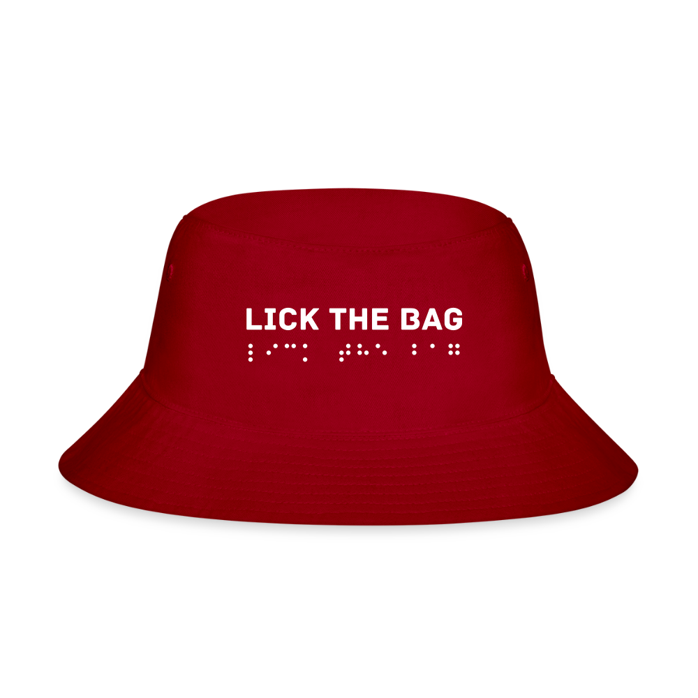 “Lick The Bag” Bucket Hat Brail - red
