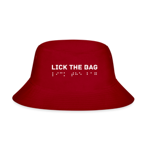 “Lick The Bag” Bucket Hat Brail - red