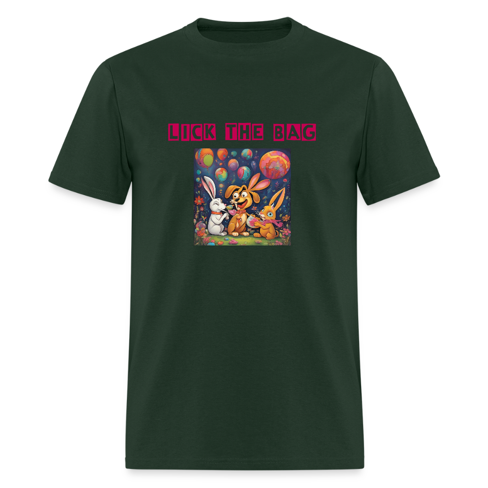 Unisex “Lick The Bag” T-Shirt (Bunny) - forest green