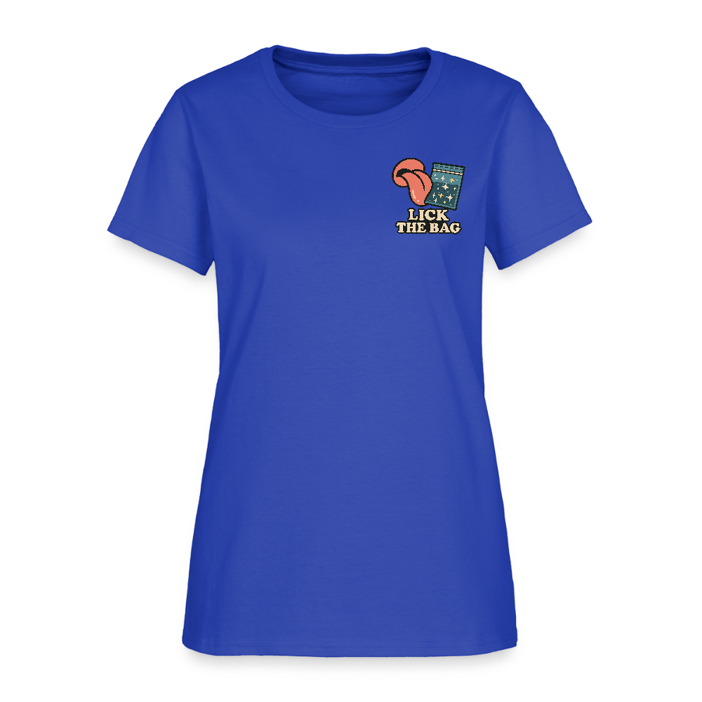 Women’s “Lick The Bag” Image Logo Tee - royal blue