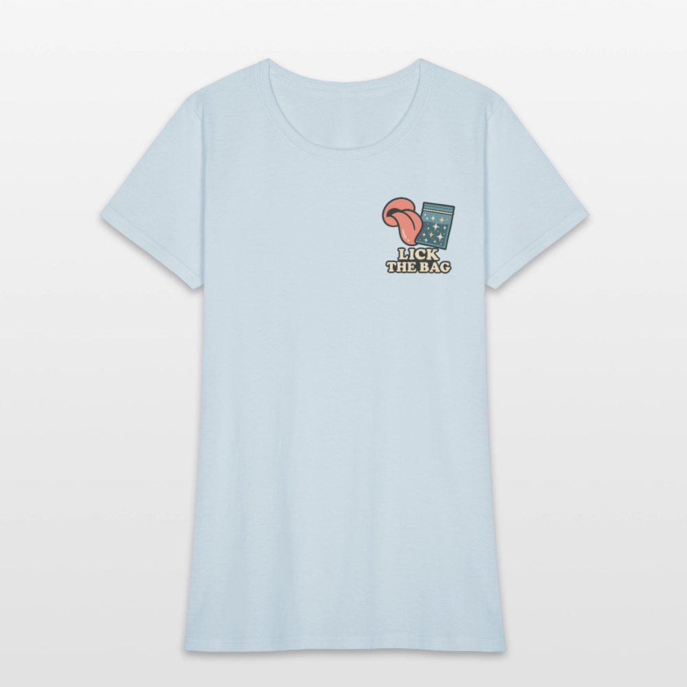 Women’s “Lick The Bag” Image Logo Tee - light blue