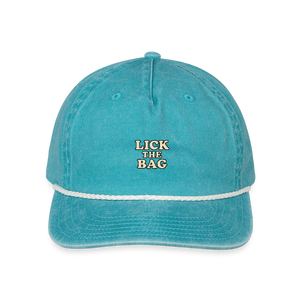 Vintage Wash “Lick The Bag” Text Logo Cap - faded turquoise