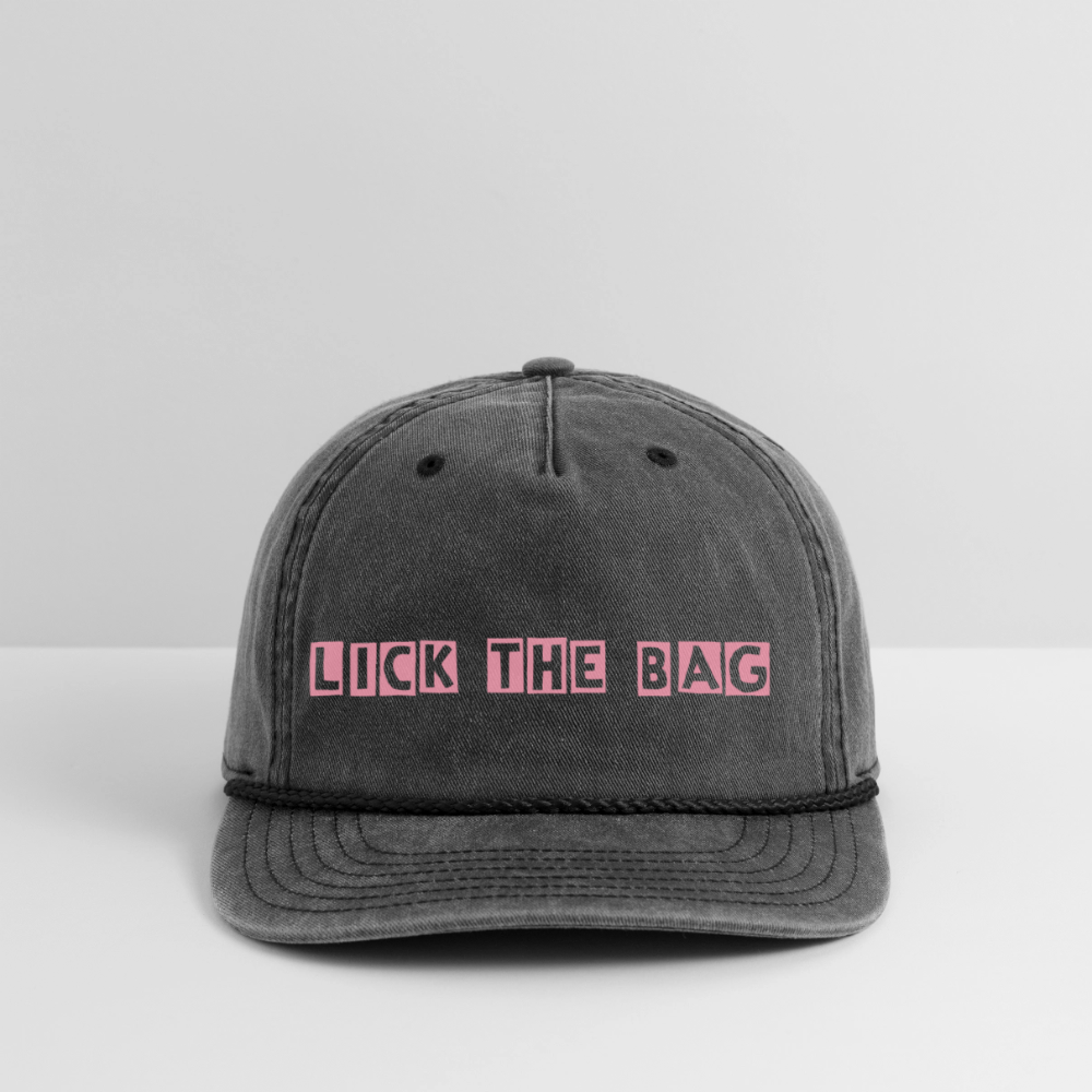 Vintage Wash “Lick The Bag” Bunny Logo Cap - washed black