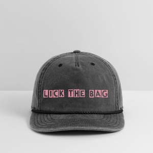 Vintage Wash “Lick The Bag” Bunny Logo Cap - washed black