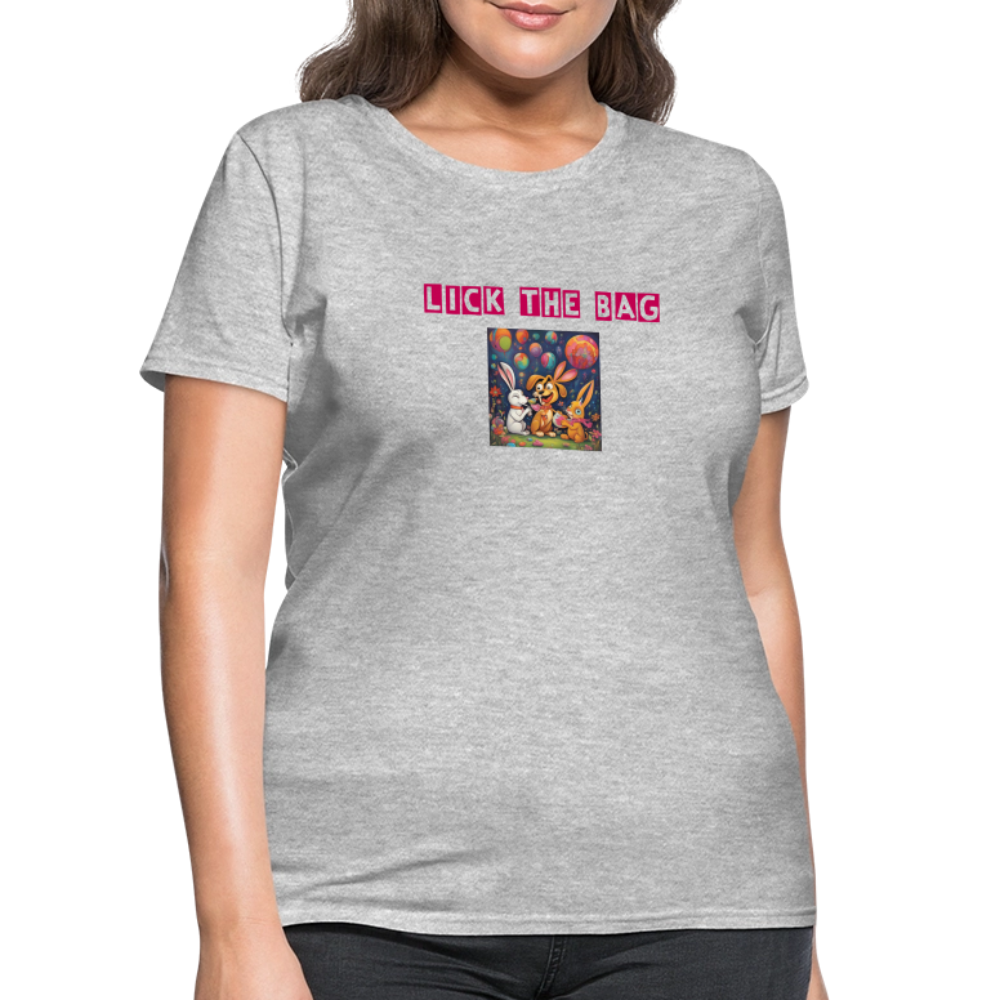Women’s “Lick The Bag” Bunny Logo Tee - heather gray
