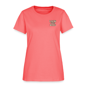 Women’s “Lick The Bag” Text Logo Tee - coral